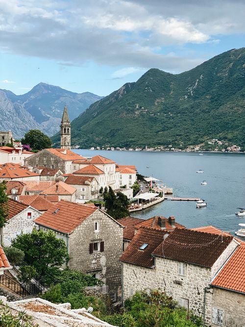 Free Charming village of Perast with historic buildings and stunning bay view in Montenegro. Stock Photo