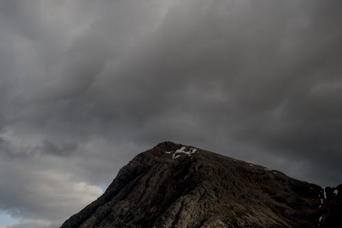 Gray Mountain Under Gloomy Clouds