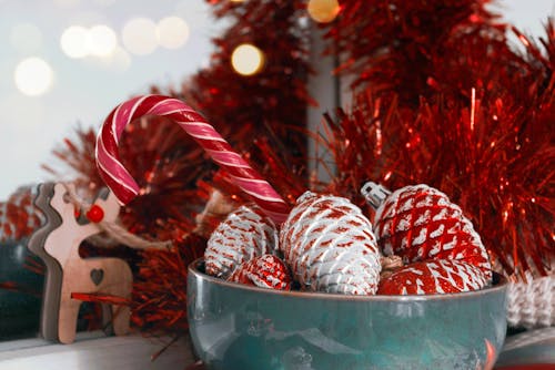 Christmas Ornaments in a Bowl