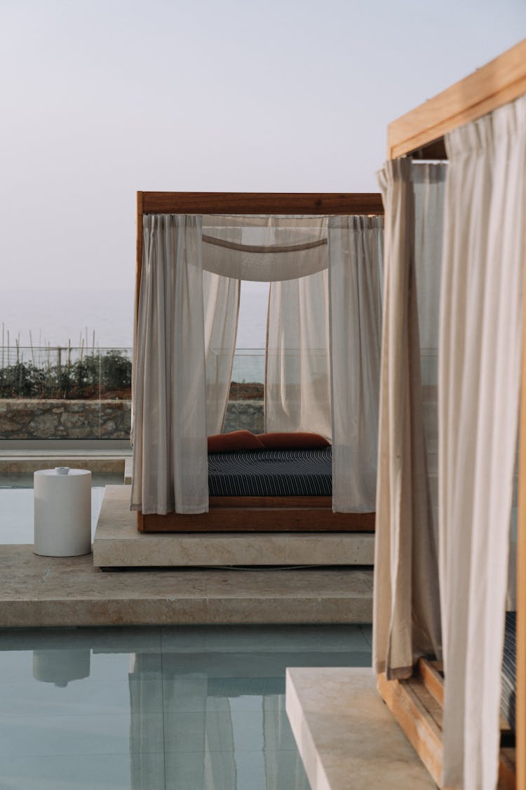 Canopy Beds Near A Pool