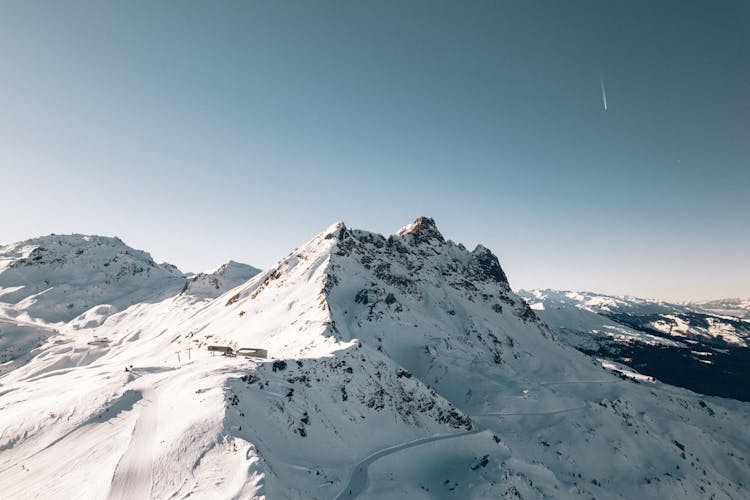 Mountain Range Covered In Snow