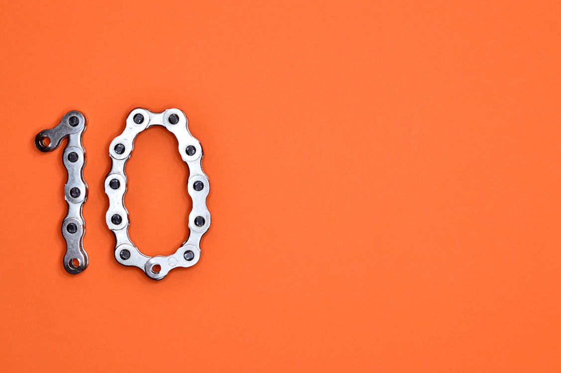 Free Bike Chain Forming 1 and 0 Stock Photo