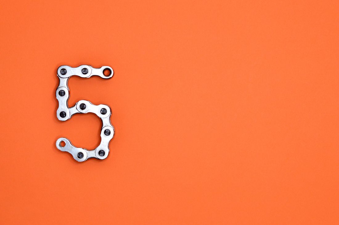 Close-up of a polished bicycle chain