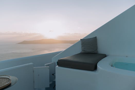 Luxurious seashore terrace with ocean view, perfect for vacations and relaxation.