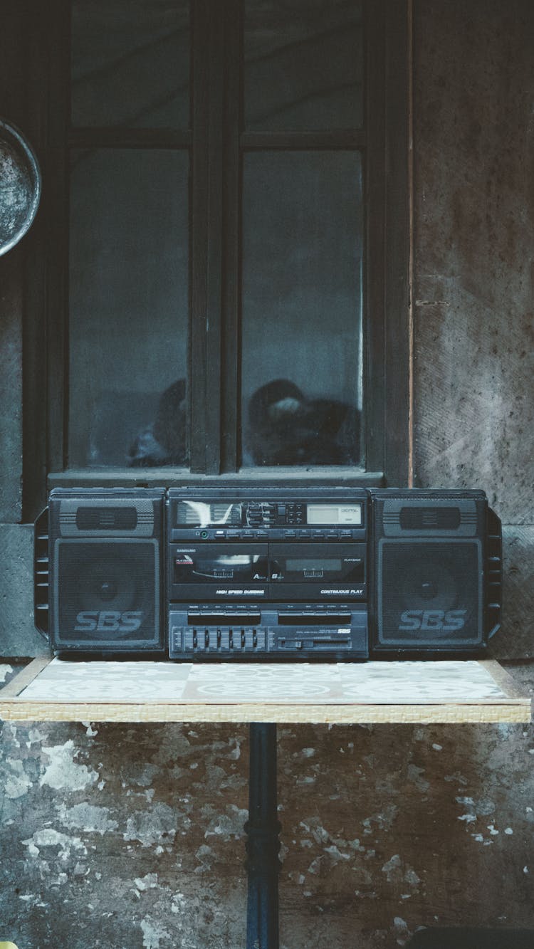 Vintage Tape Recorder On Table