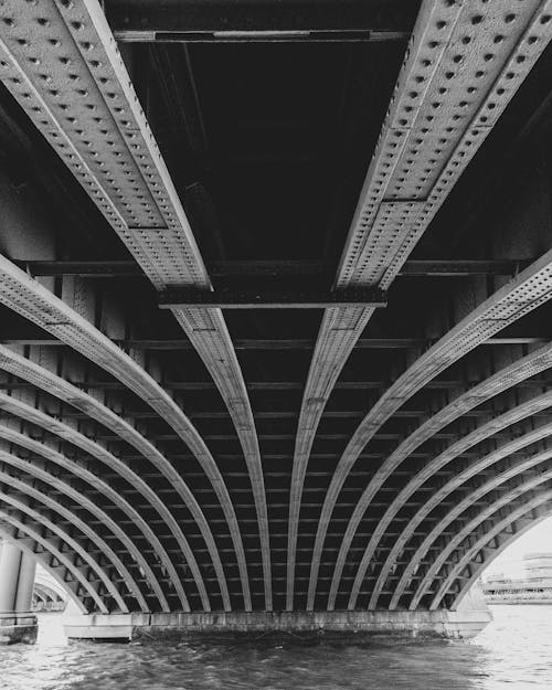 Free stock photo of black amp white, bridge, lines