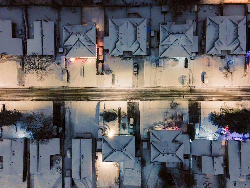 Free Houses Covered in Snow  Stock Photo