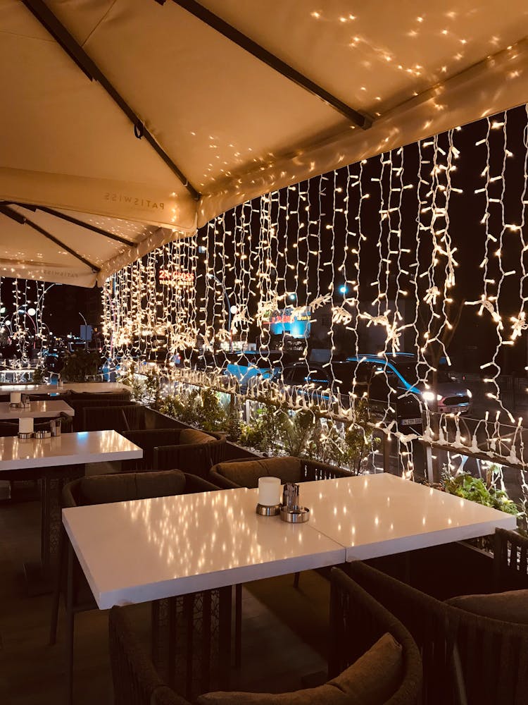 Lights On Restaurant Patio