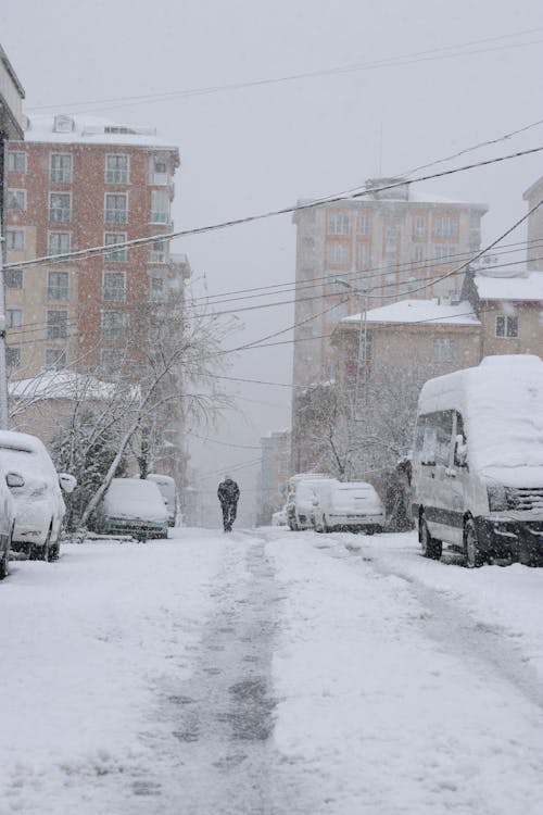 City Street in Winter Snow 