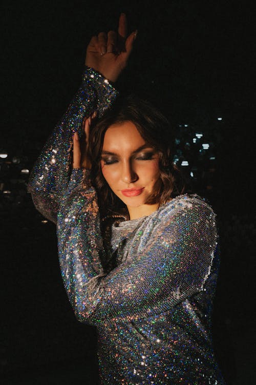 Portrait of a Model in a Glittery Outfit