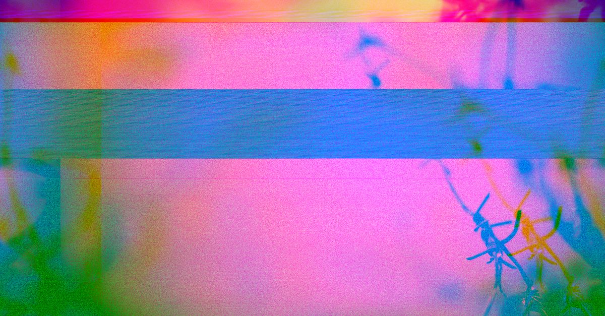 Abstract electronic music visualization with glitch art aesthetics