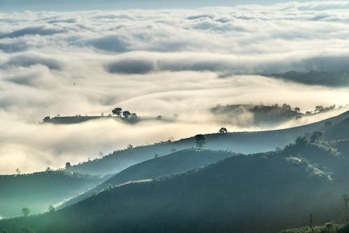 Mountains Peaks in Fog