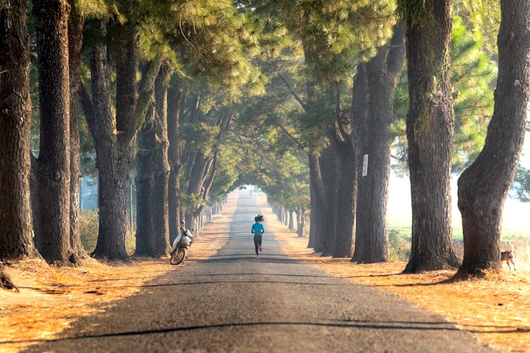 Woman Running On Alley