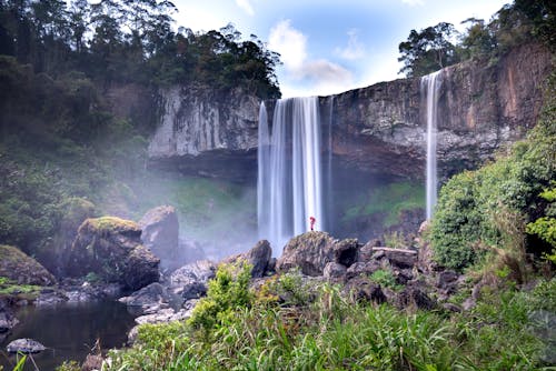 Foto d'estoc gratuïta de aigua que flueix, arbres, cascada