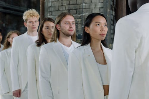Models White Elegant Suits