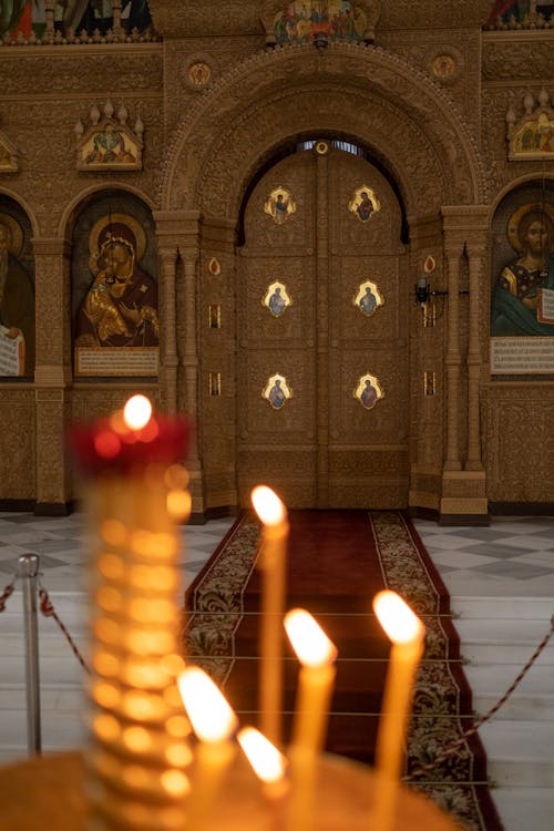 Free Ornamental Iconostasis in Orthodox Church Stock Photo