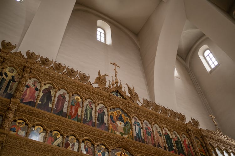 View From Below On Iconostasis In Orthodox Church