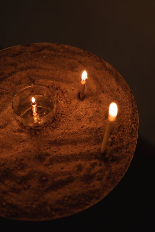 Free Burning Candles in Church Stock Photo