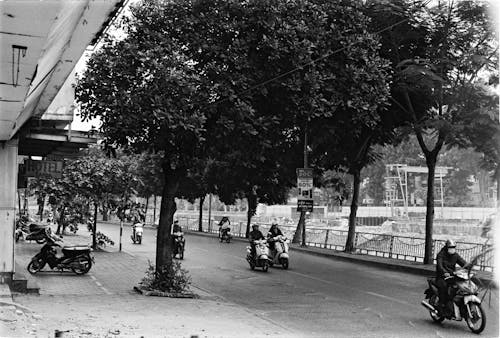 Foto stok gratis hitam & putih, jalan, kendaraan