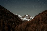 Stars on Sky over Snowcapped Mountain