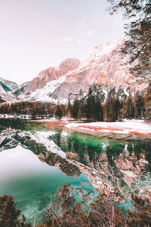 Lake in Mountains in Winter