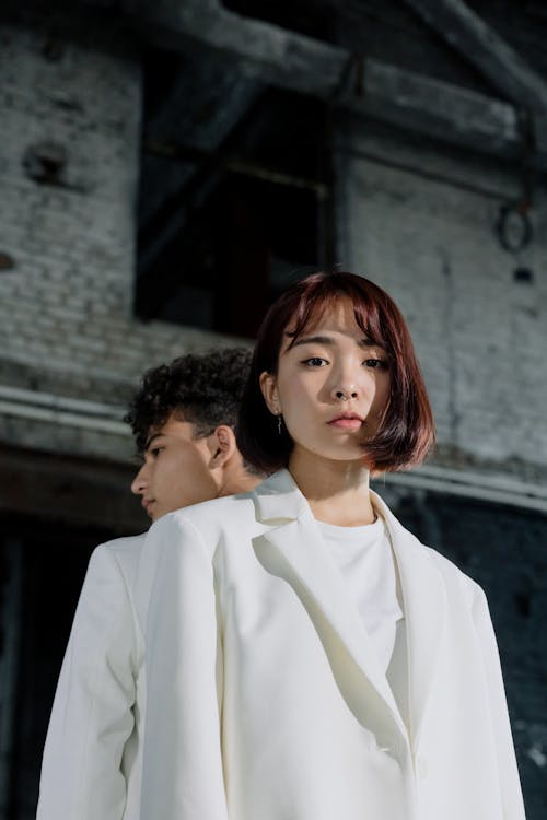 A Low Angle Shot of a Woman in White Blazer