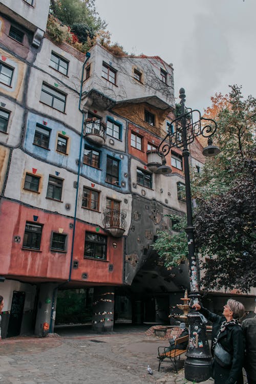 Colorful Wall of Hundertwasserhaus in Vienna