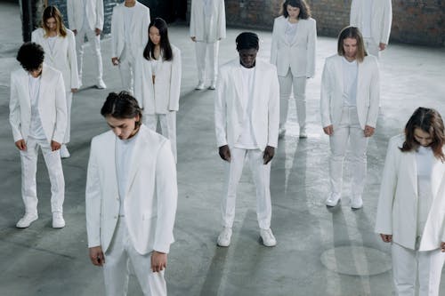Group of People in White Clothes