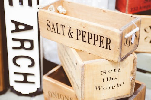 Beige Wooden Salt & Pepper Container