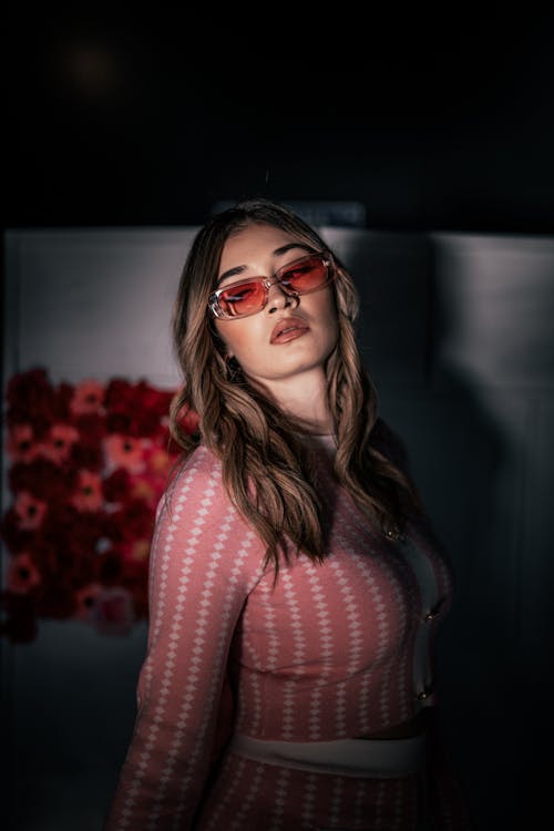 Stylish Woman wearing Pink Sunglasses