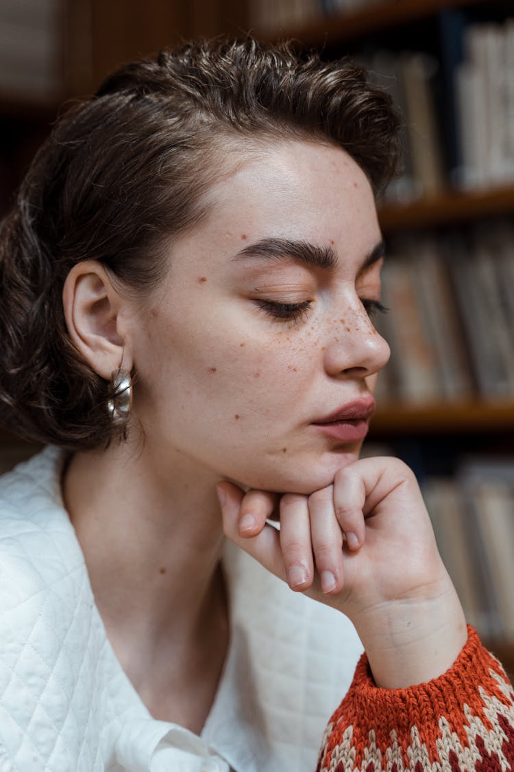 Close Up Shot Of A Woman Face