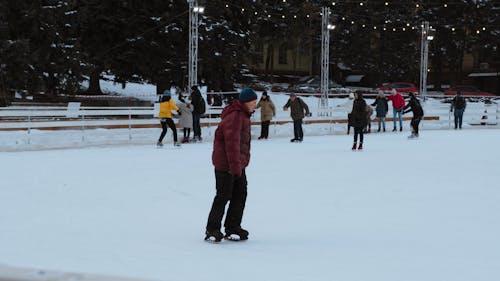 Free People on Skating Rink  Stock Photo