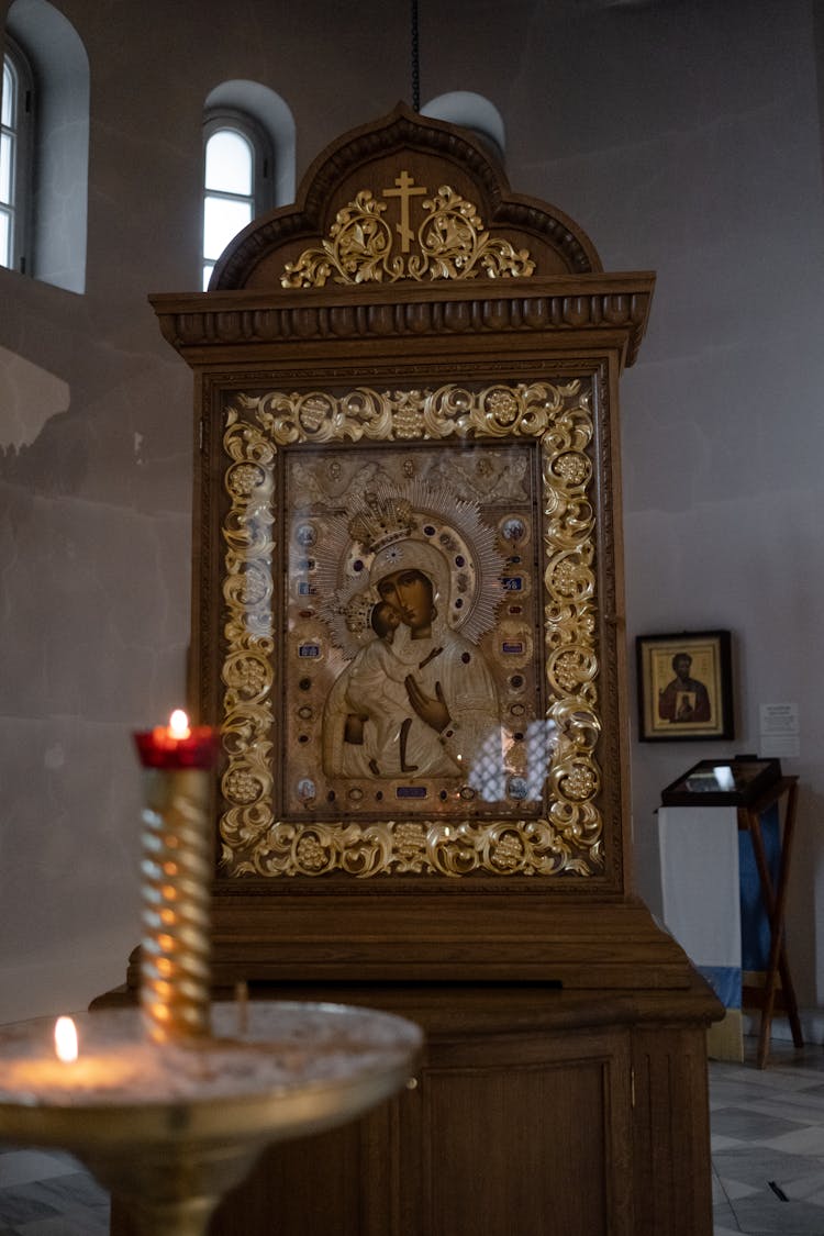 Ornamented Icon In Orthodox Church