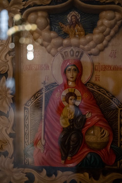 Orthodox Icon with Virgin Mary and Jesus