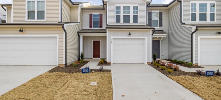 Modern suburban homes with garages