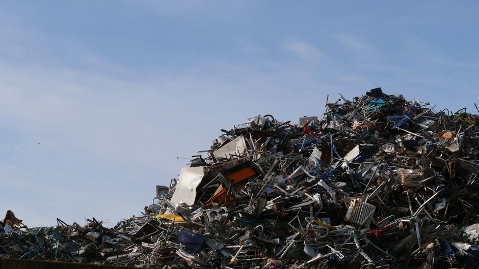 Pile of mixed metal scrap and debris