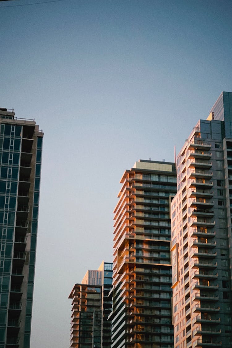 Low Angle Shot Of Blocks Of Flats In Perspective