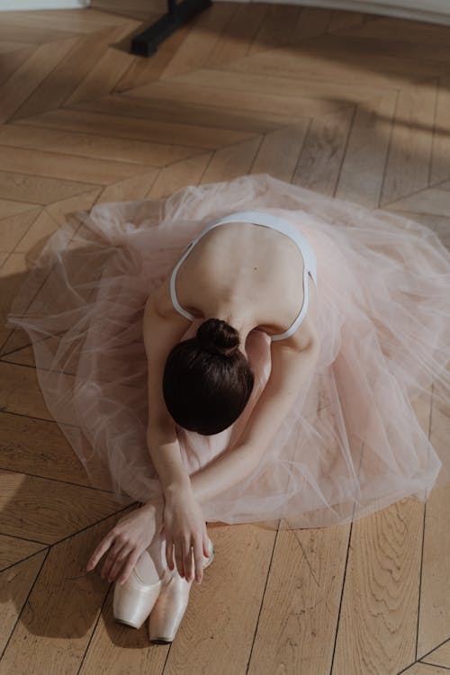 Elegant Ballerina Dancer wearing Pink Sheer Dress 