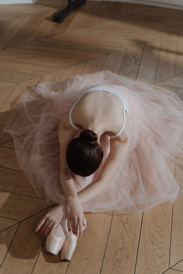 Elegant Ballerina Dancer Wearing Pink Sheer Dress 