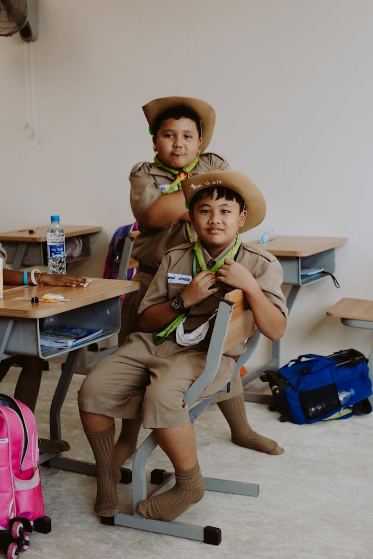 Portrait Of Scout Boys In Classroom