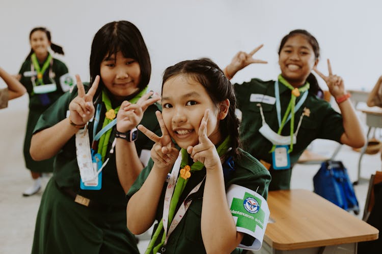 Happy Girl Scout Pupils 