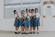 Portrait of Girls in School Uniforms with Ice Cream