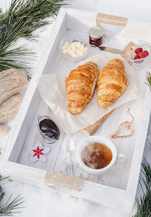 Close-Up Shot of Croissants on a Tray