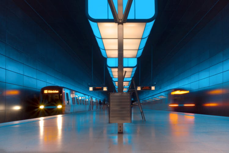 Trains In A Subway Station