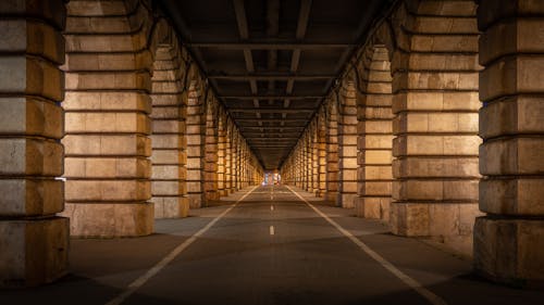 An Empty Road in a Tunnel