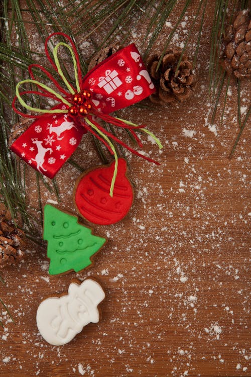 Close-Up Shot of Cookies on a Wooden Surface