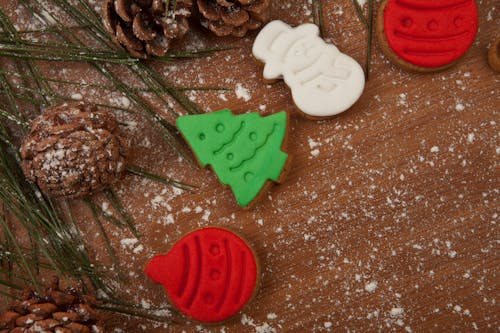 Close-Up Shot of Cookies on a Wooden Surface