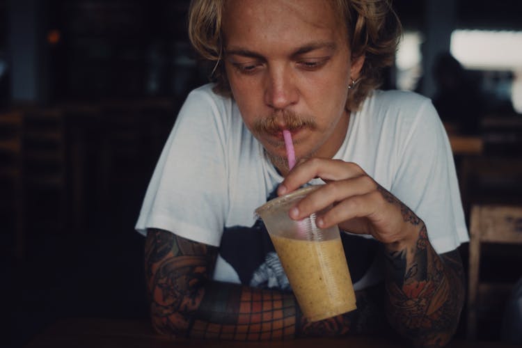 A Man Drinking Smoothie 