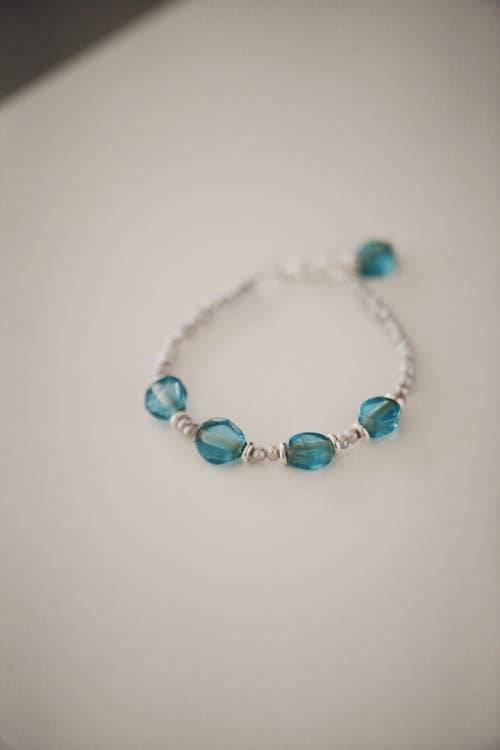 Free Silver Bracelet with Blue Stones Stock Photo
