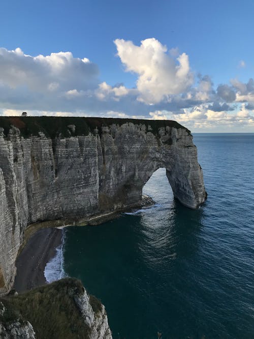 Drone Shot of a Cliff near Body of Water